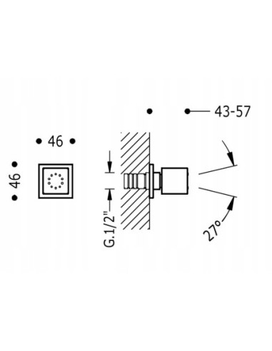 Tres dysza prysznicowa boczna z regulowanym 9134515