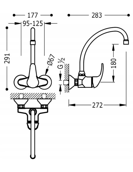 Bateria kuchenna ścienna TRES Cocina srebrny 172218