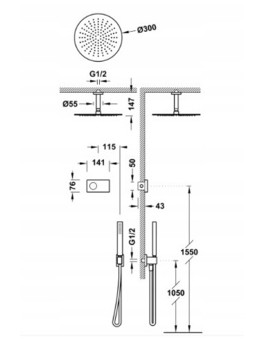 TRES SHOWER TECHNOLOGY Zestaw prysznicowy podtynkowy 09286567