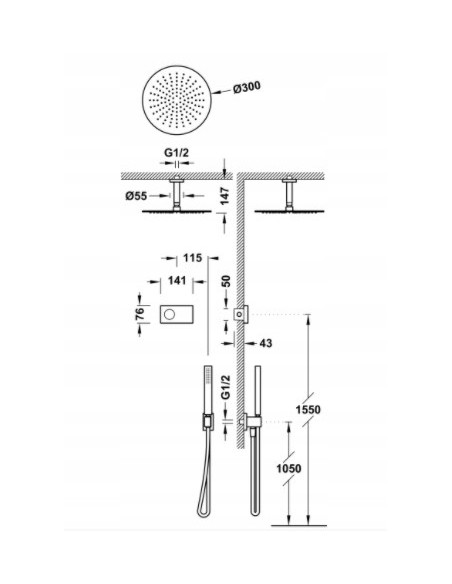 TRES SHOWER TECHNOLOGY Zestaw prysznicowy podtynkowy 09286567