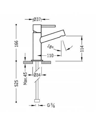 Bateria umywalkowa stojąca Tres MAX srebrny 6210301