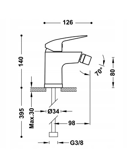 Bateria bidetowa TRES srebrny 21612010