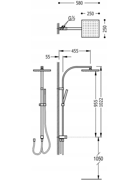 Zestaw prysznicowy natynkowy Tres CUADRO 107926