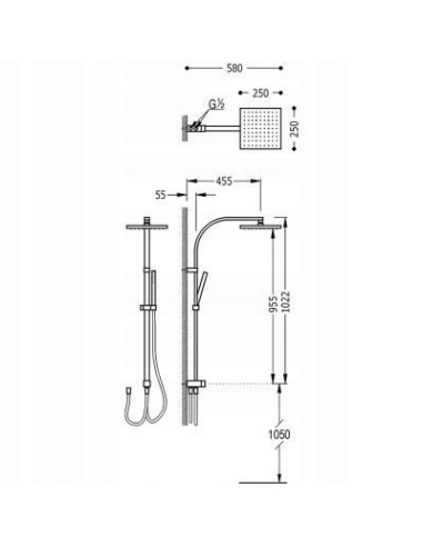 Zestaw prysznicowy natynkowy Tres CUADRO 107926