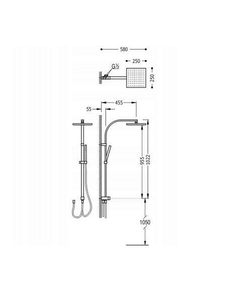 Zestaw prysznicowy natynkowy Tres CUADRO 107926