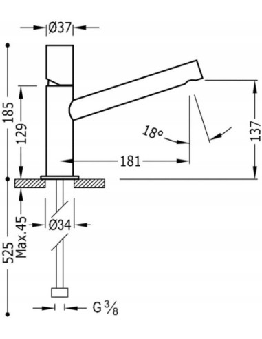 Bateria umywalkowa stojąca Tres srebrny 6120301