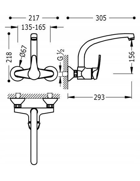 Bateria kuchenna ścienna TRES Cocina srebrny 17033202