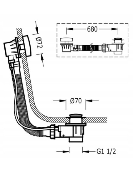 TRES SYFON WANNOWY AUTOMATYCZNY Z PRZELEWEM CHROM 13453410