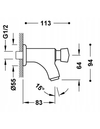 Bateria umywalkowa ścienna Tres srebrny 21210001