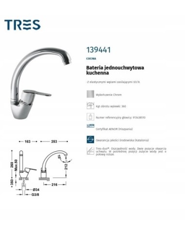 Bateria kuchenna stojąca TRES Cocina srebrny 139441