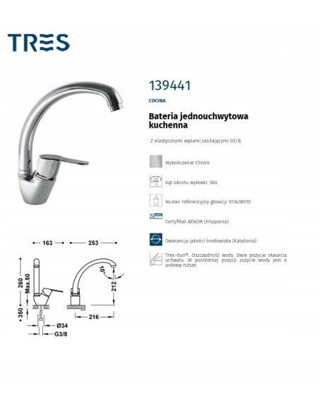 Bateria kuchenna stojąca TRES Cocina srebrny 139441
