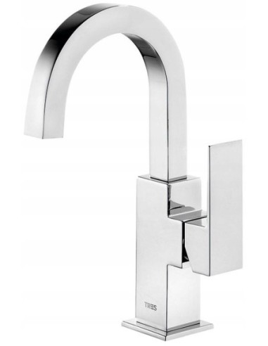 Bateria umywalkowa stojąca Tres CUADRO srebrny 106605