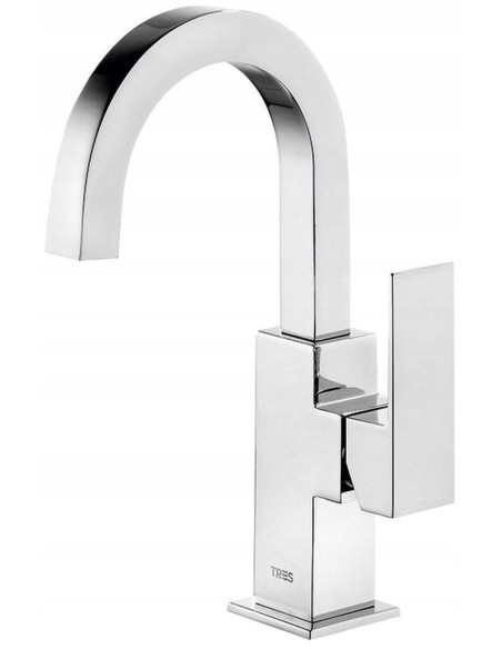 Bateria umywalkowa stojąca Tres CUADRO srebrny 106605