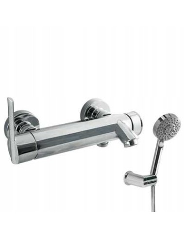 Bateria wanno-prysznicowa jednouchwyto ścienna Tres Lex-Tres srebrny 181474