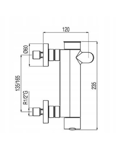 Bateria wanno-prysznicowa jednouchwyto ścienna Tres Lex-Tres srebrny 181474