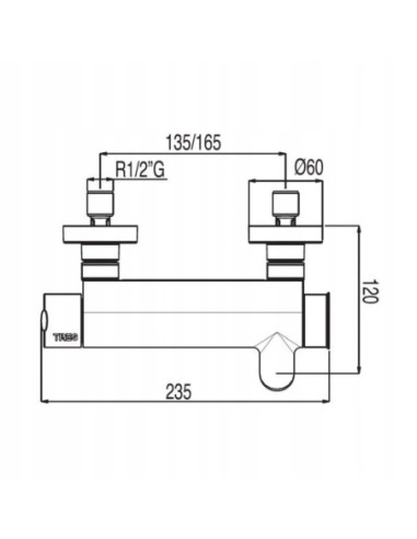 Bateria wanno-prysznicowa jednouchwyto ścienna Tres Lex-Tres srebrny 181474