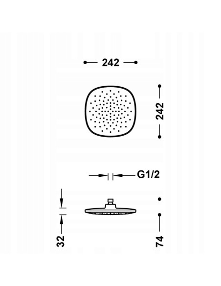 TRES DESZCZOWNICA 24X24 CHROM GŁOWICA NATRYSK Z DYSZAMI ANTYOSADOW 29943801