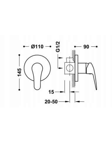 Bateria prysznicowa TRES Base Plus srebrny 21617701
