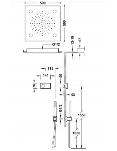 Zestaw prysznicowy podtynkowy Tres SHOWER TECHNOLOGY chrom 9286562