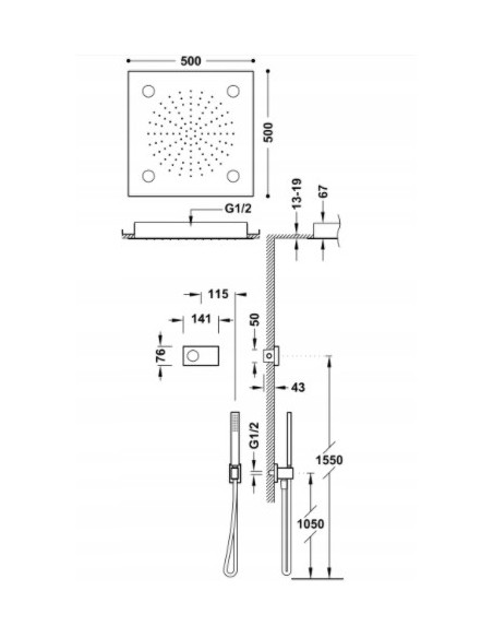 Zestaw prysznicowy podtynkowy Tres SHOWER TECHNOLOGY chrom 9286562