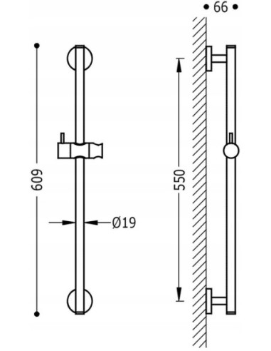 DRĄŻEK PRYSZNICOWY 55 CM CHROM TRES MINIMAL 134618