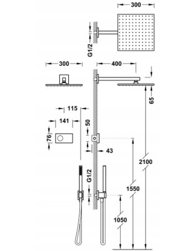 Zestaw prysznicowy podtynkowy Tres