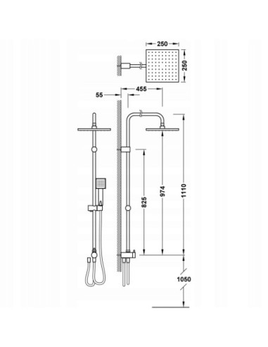 Zestaw prysznicowy natynkowy Tres Cromo 20047501