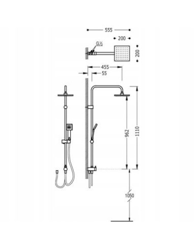 Zestaw prysznicowy natynkowy Tres Cromo 20047501