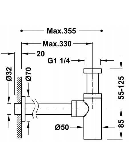 TRES Compl Griferia Syfon teleskopowy do umywalki 13463410
