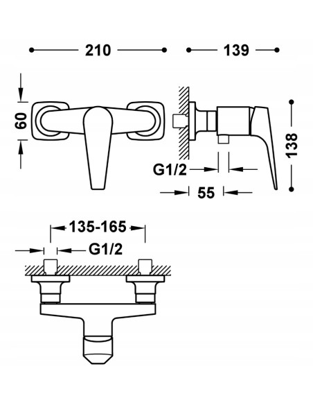 Bateria prysznicowa TRES Canigó Plus srebrny 21816701