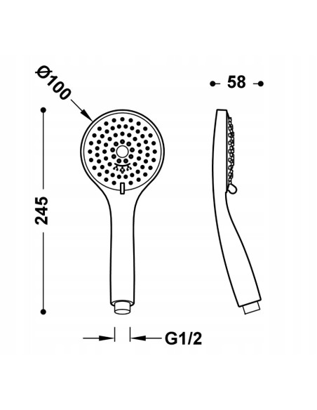 TRES Compl Ducha słuchawka przysznicowa srebrny 29963114
