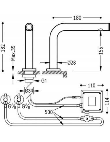 Bateria umywalkowa stojąca Tres srebrny 6144801