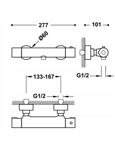 Bateria prysznicowa Tres BASE-TRES PLUS srebrny 21616409
