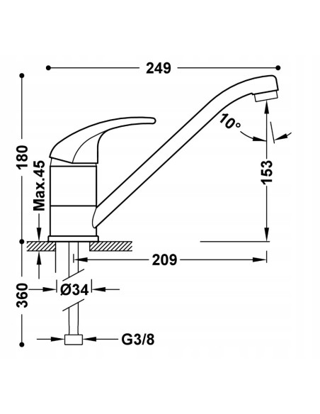 Bateria kuchenna stojąca TRES Essential srebrny 172333