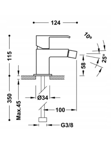 Bateria bidetowa Tres CUADRO srebrny 612001