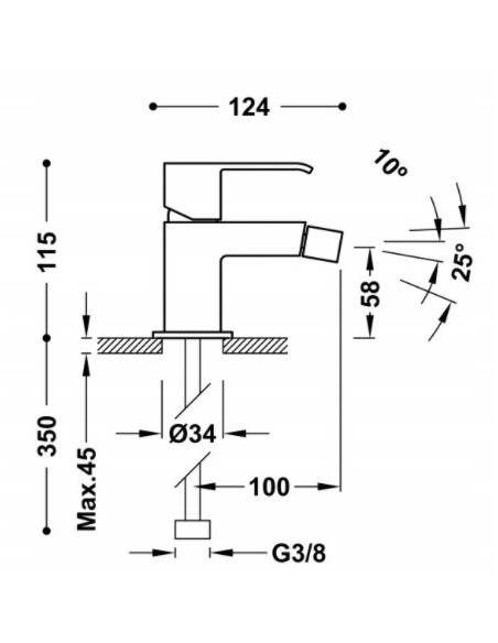Bateria bidetowa Tres CUADRO srebrny 612001