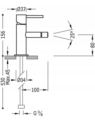 Bateria umywalkowa stojąca Tres srebrny 6212001