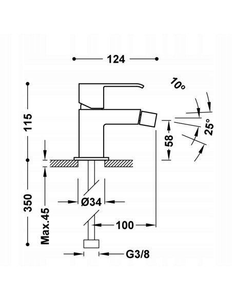 Bateria bidetowa Tres Cuadro-Tres srebrny 00612001D