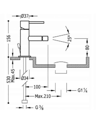 Bateria bidetowa Tres MAX-TRES srebrny 06212001D