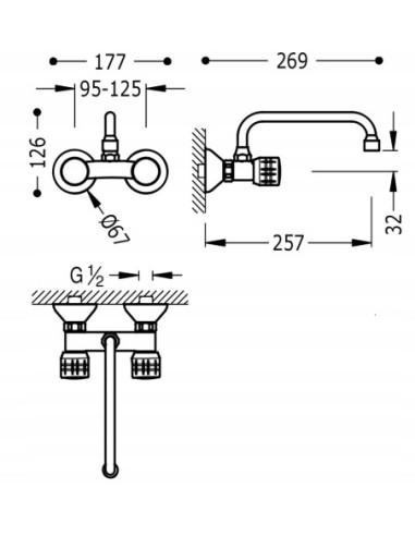 Bateria kuchenna ścienna TRES Cocina srebrny 123215