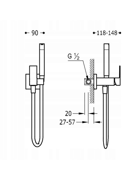 Bateria bidetowa Tres Cuadro-Tres srebrny 00612301