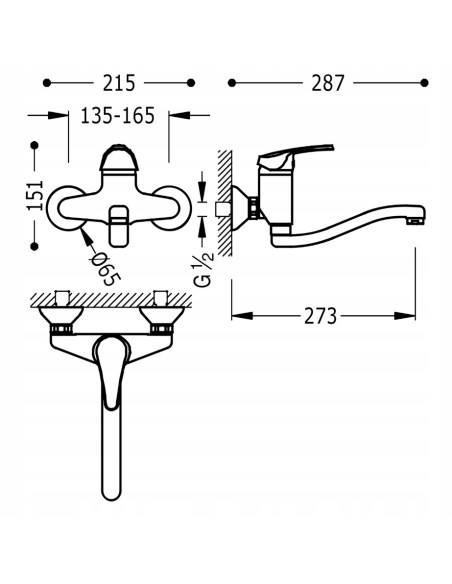 Bateria kuchenna ścienna TRES Cocina srebrny 17032002