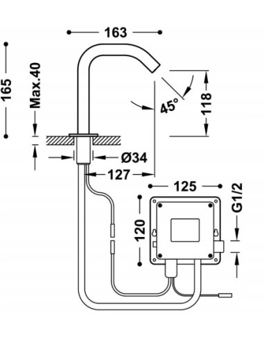 Bateria umywalkowa stojąca Tres srebrny 39210303