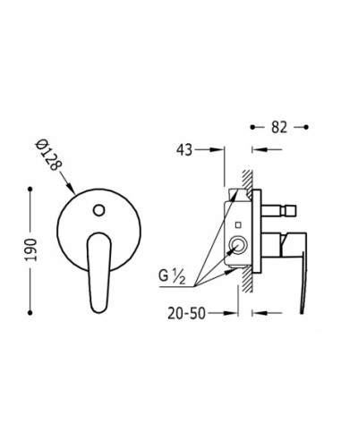 Bateria prysznicowa TRES Flat srebrny 20418001