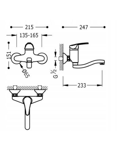 Bateria kuchenna ścienna TRES Cocina srebrny 17041802