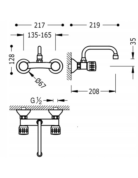 Bateria kuchenna ścienna TRES Cocina srebrny 123314