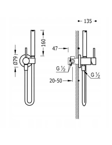 Bateria bidetowa Tres Max srebrny 134123