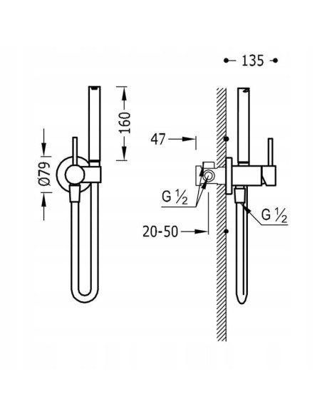 Bateria bidetowa Tres Max srebrny 134123
