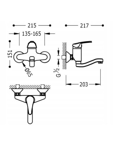 Bateria kuchenna ścienna TRES Cocina srebrny 7032003