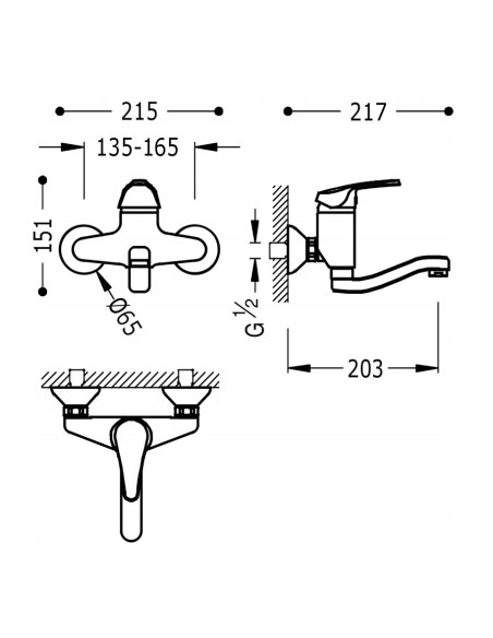 Bateria kuchenna ścienna TRES Cocina srebrny 7032003